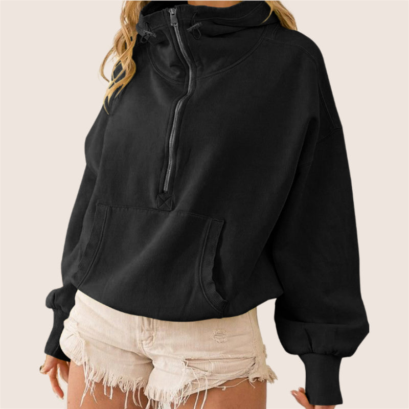 Tide Zipper Drawstring Long Sleeve Sweater Hoodie-CALLISTARI