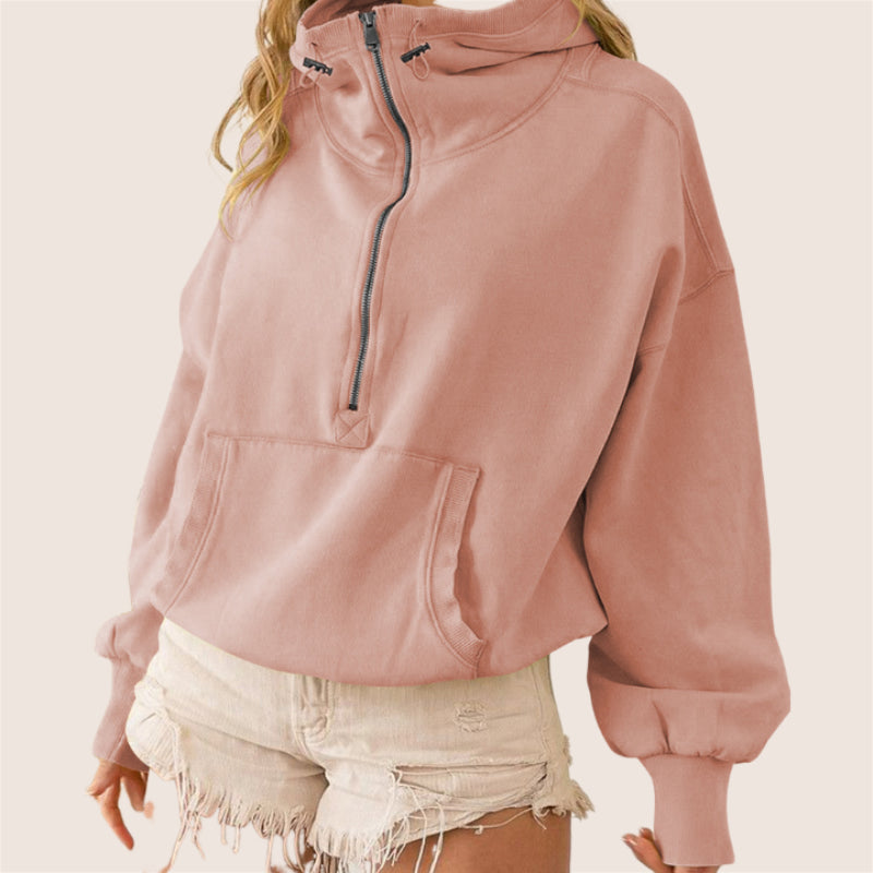 Tide Zipper Drawstring Long Sleeve Sweater Hoodie-CALLISTARI