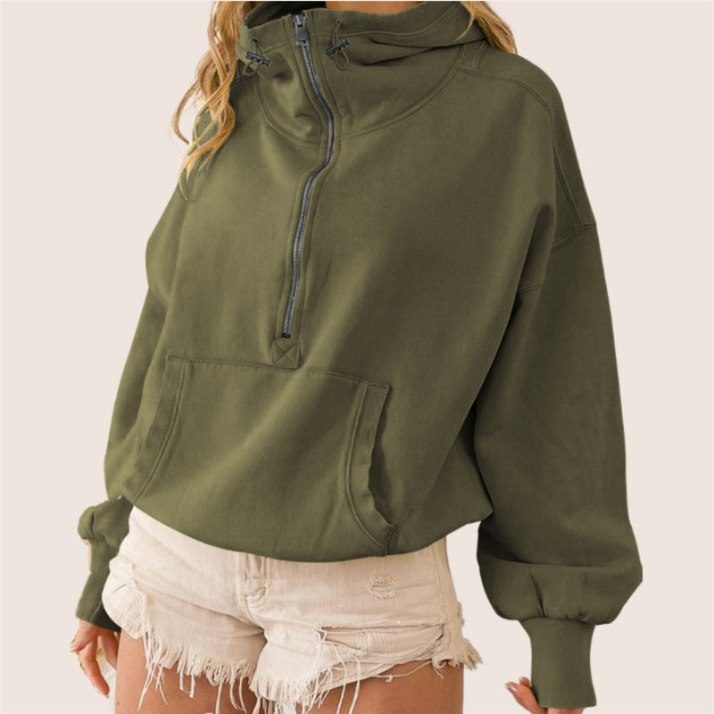 Tide Zipper Drawstring Long Sleeve Sweater Hoodie-CALLISTARI