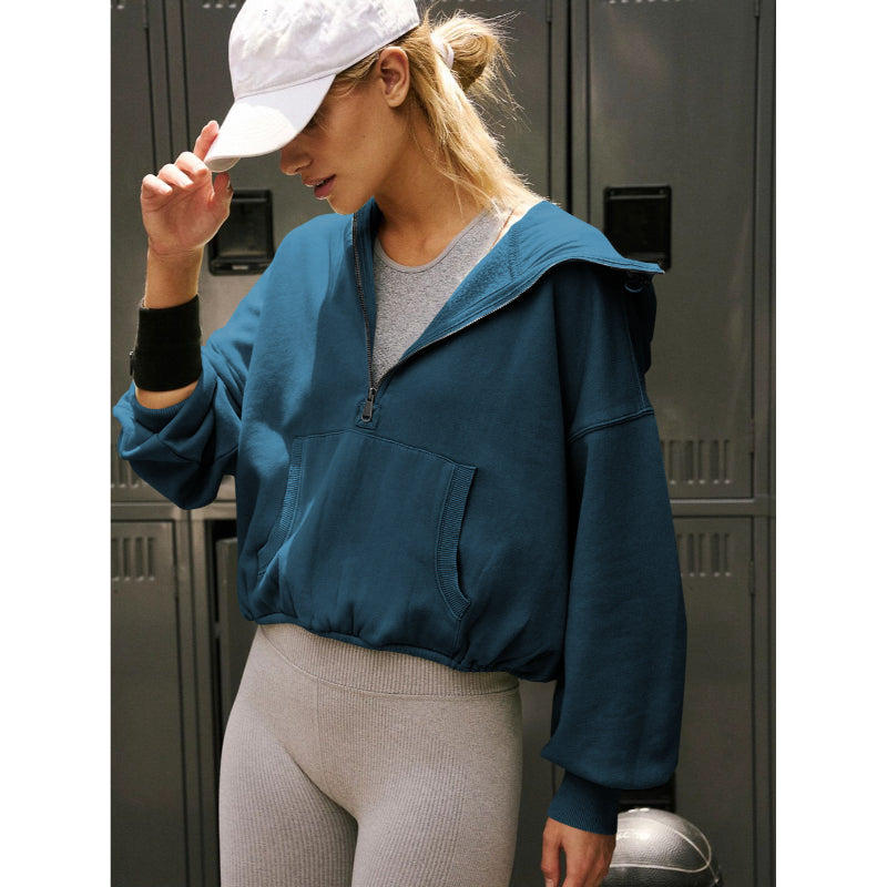 Tide Zipper Drawstring Long Sleeve Sweater Hoodie-CALLISTARI