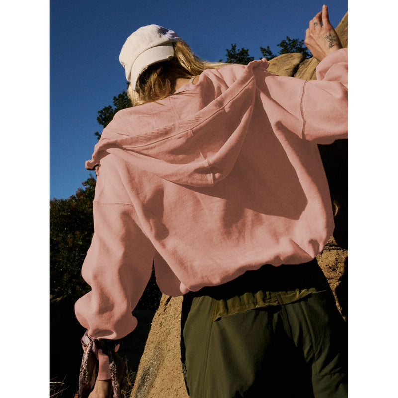 Tide Zipper Drawstring Long Sleeve Sweater Hoodie-CALLISTARI