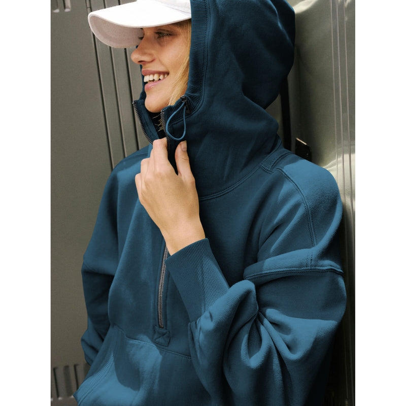 Tide Zipper Drawstring Long Sleeve Sweater Hoodie-CALLISTARI