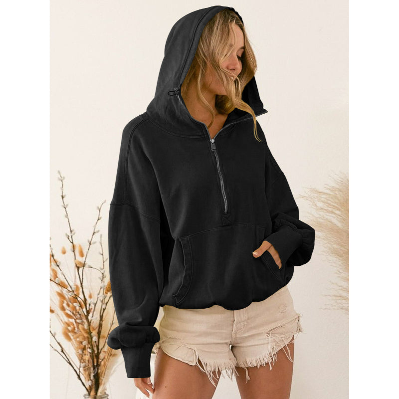 Tide Zipper Drawstring Long Sleeve Sweater Hoodie-CALLISTARI
