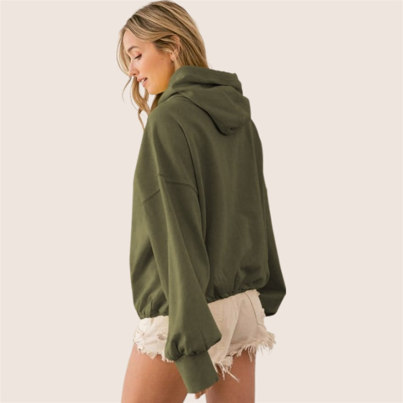 Tide Zipper Drawstring Long Sleeve Sweater Hoodie-CALLISTARI