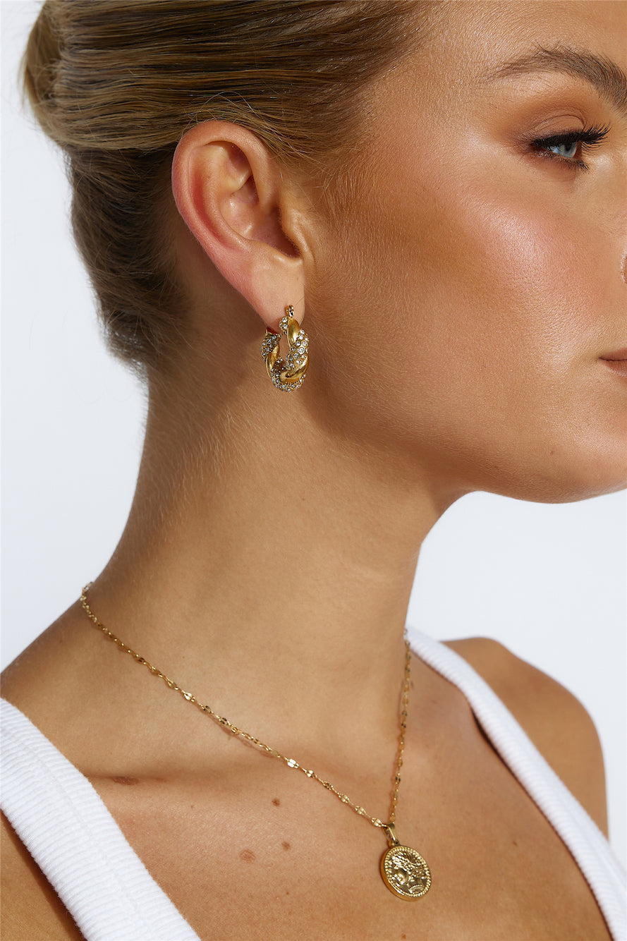 18k Gold Plated Crystal Lover Earrings Gold-CALLISTARI