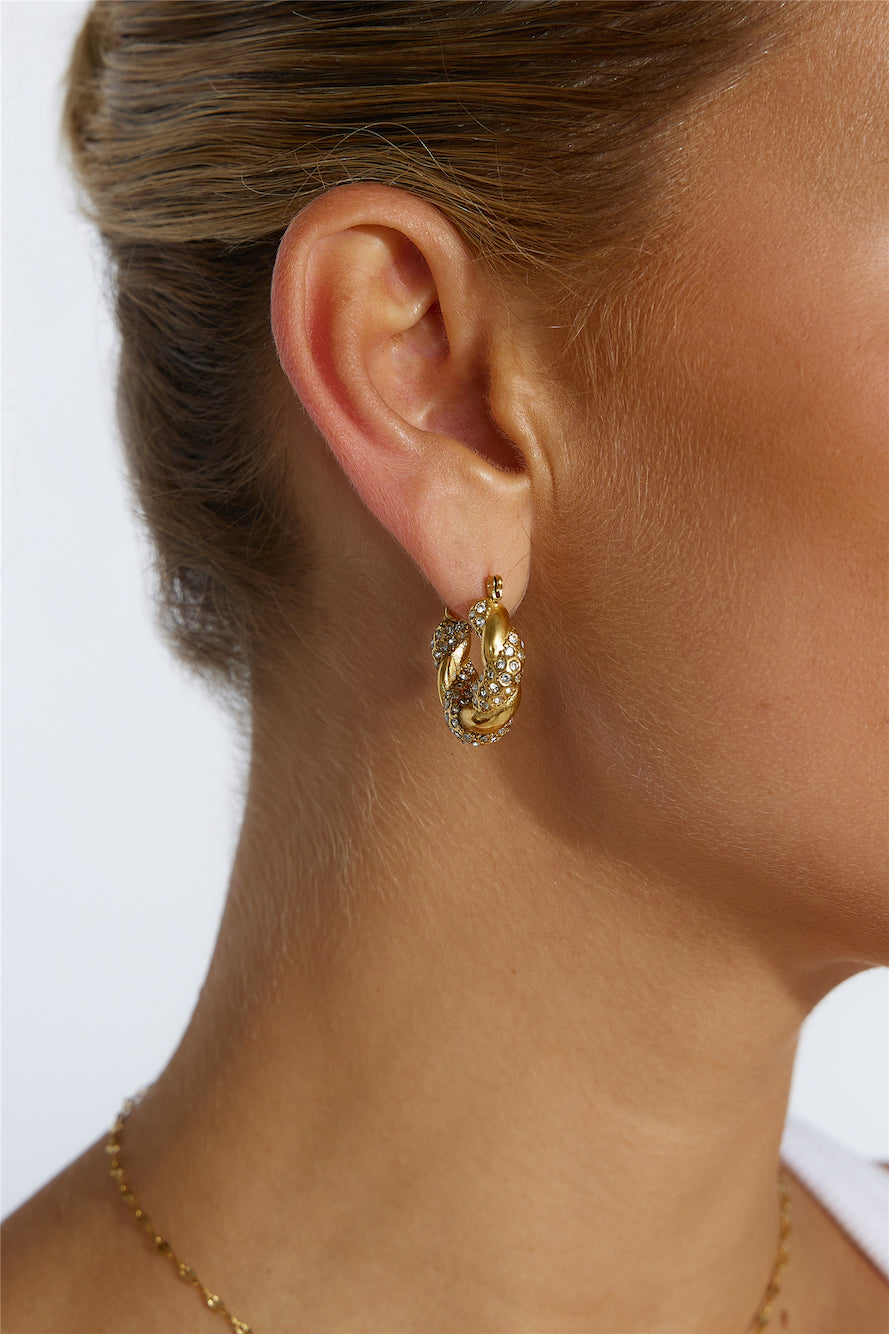 18k Gold Plated Crystal Lover Earrings Gold-CALLISTARI