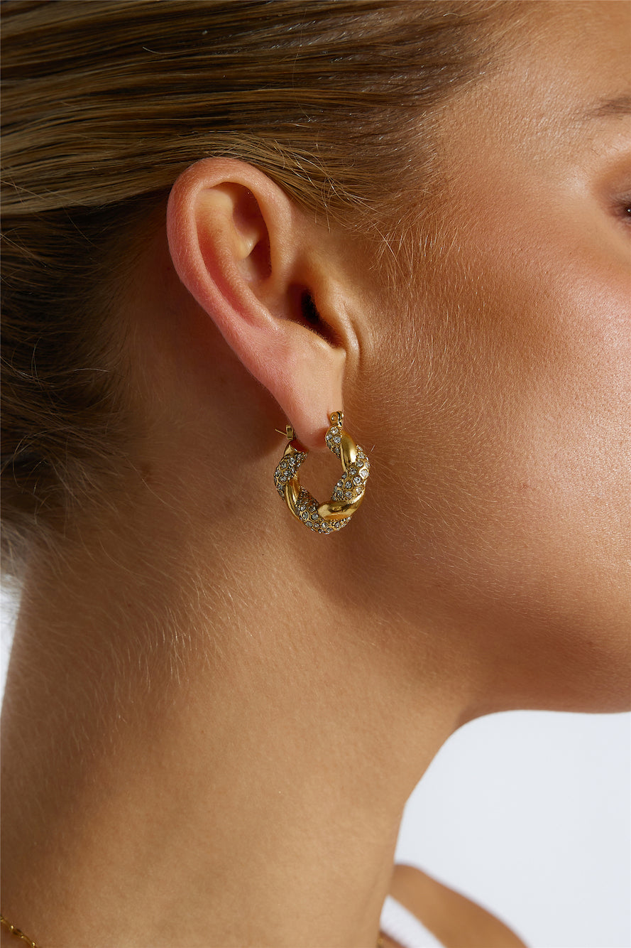 18k Gold Plated Crystal Lover Earrings Gold-CALLISTARI