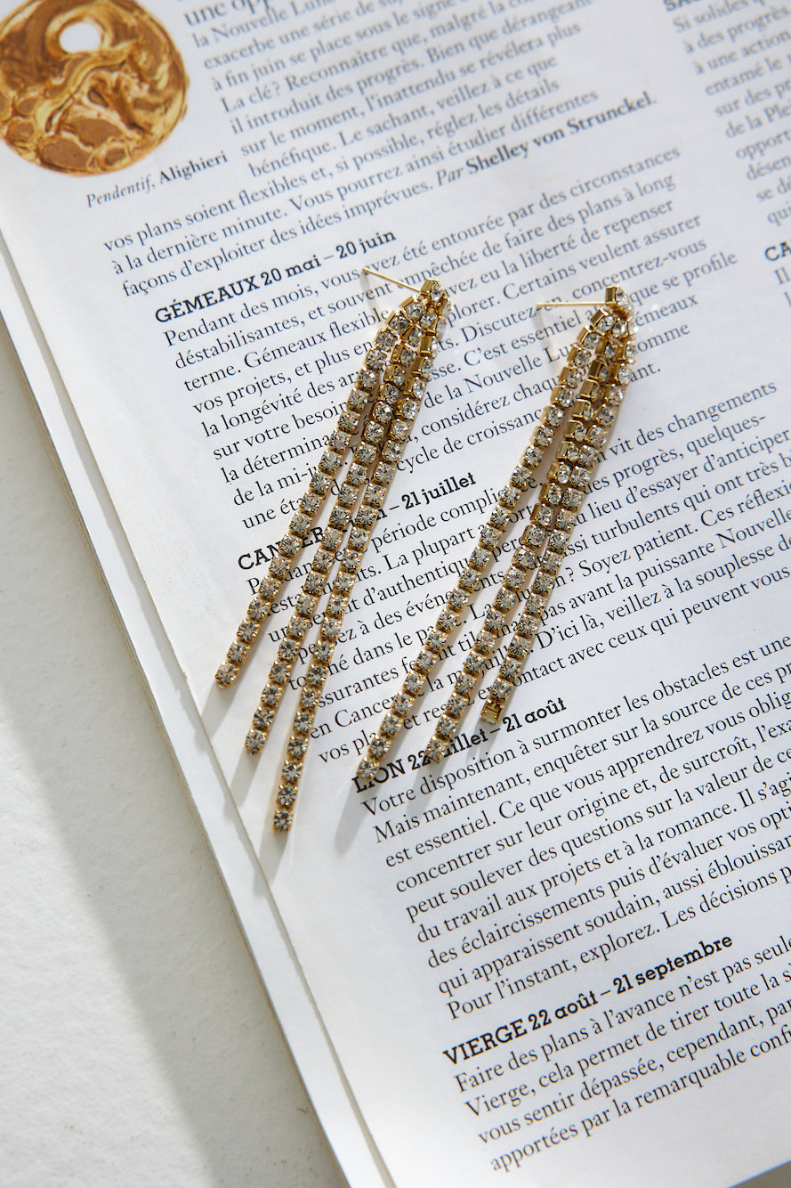 18k Gold Plated Triple Shine Earrings Gold-CALLISTARI
