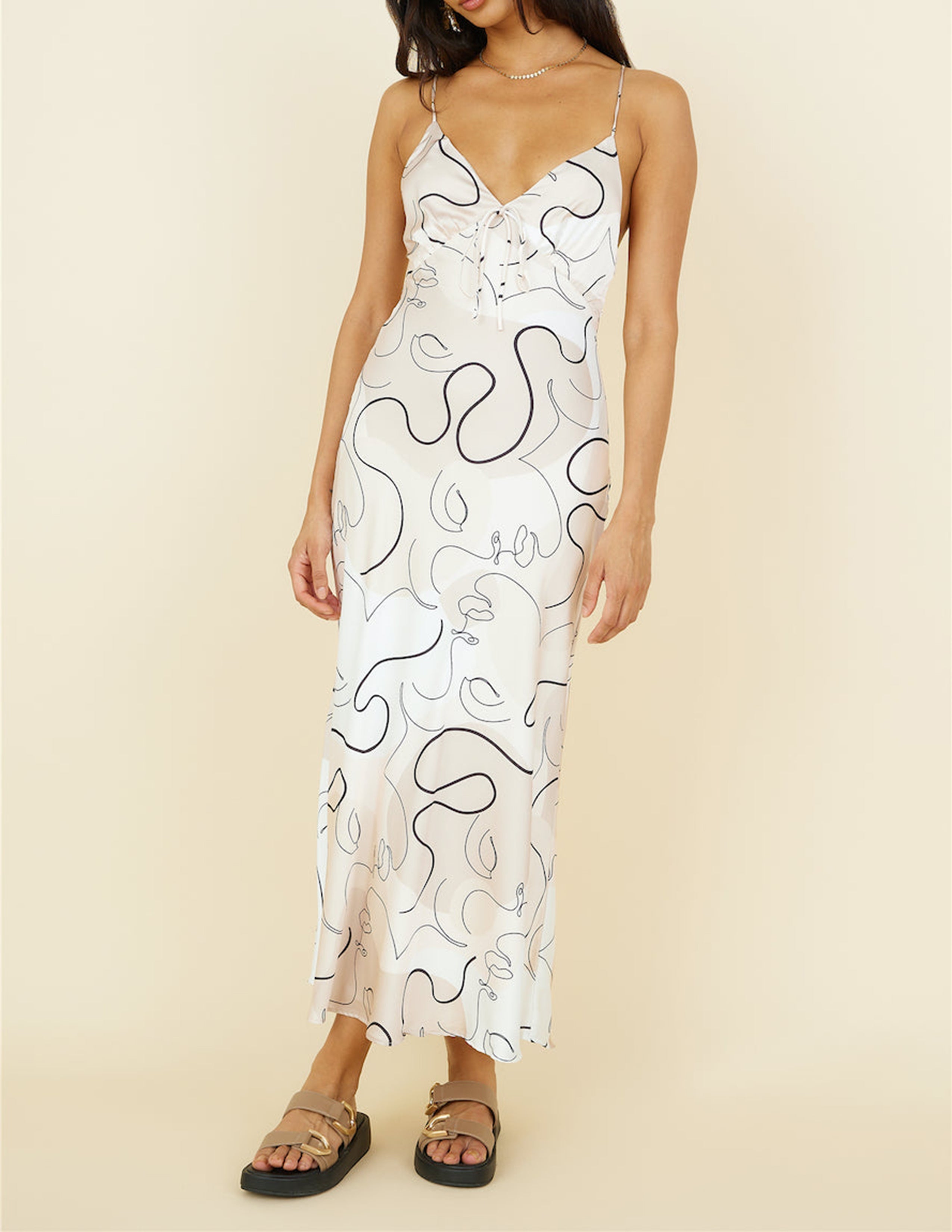 Under Control Maxi Dress Beige-CALLISTARI
