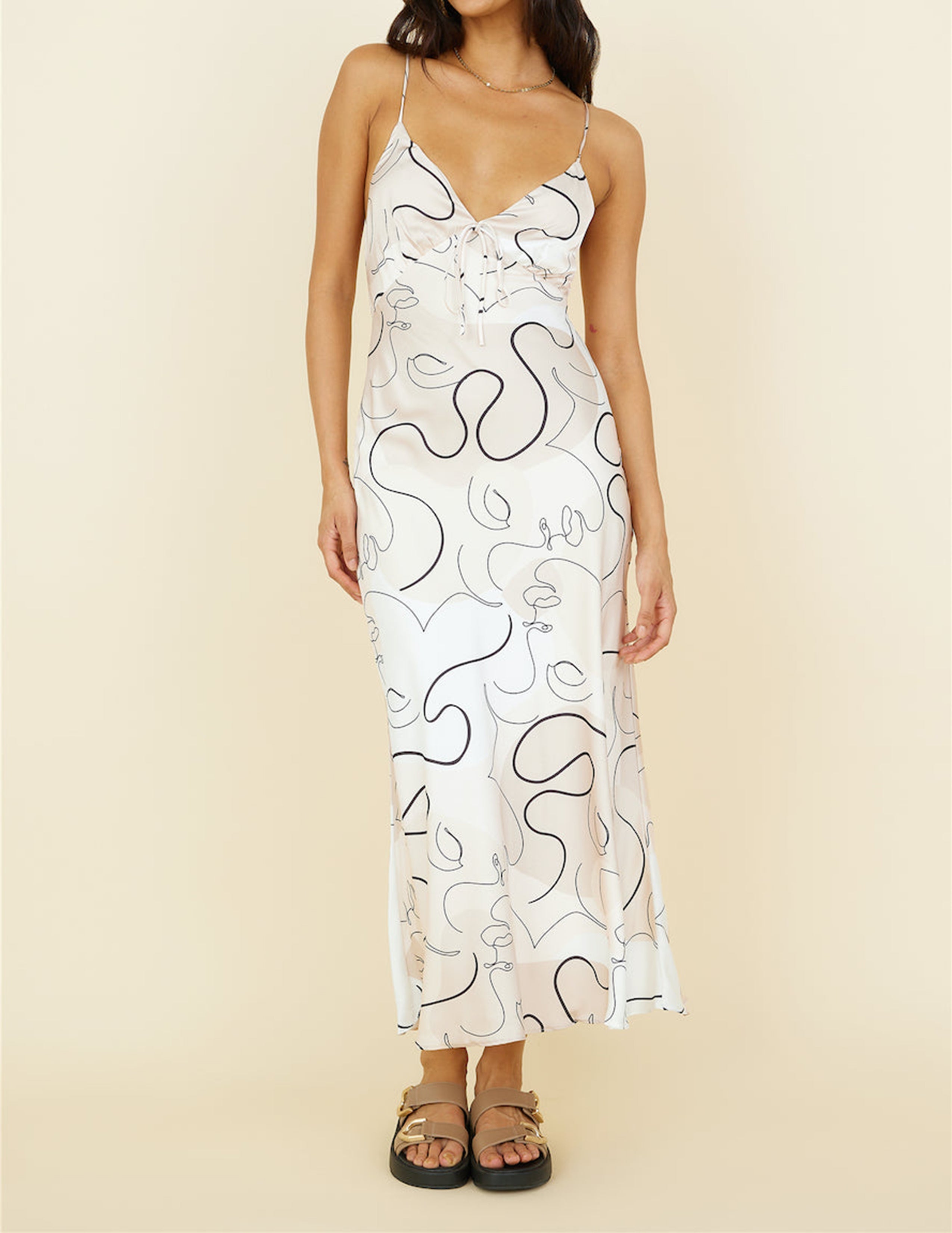 Under Control Maxi Dress Beige-CALLISTARI