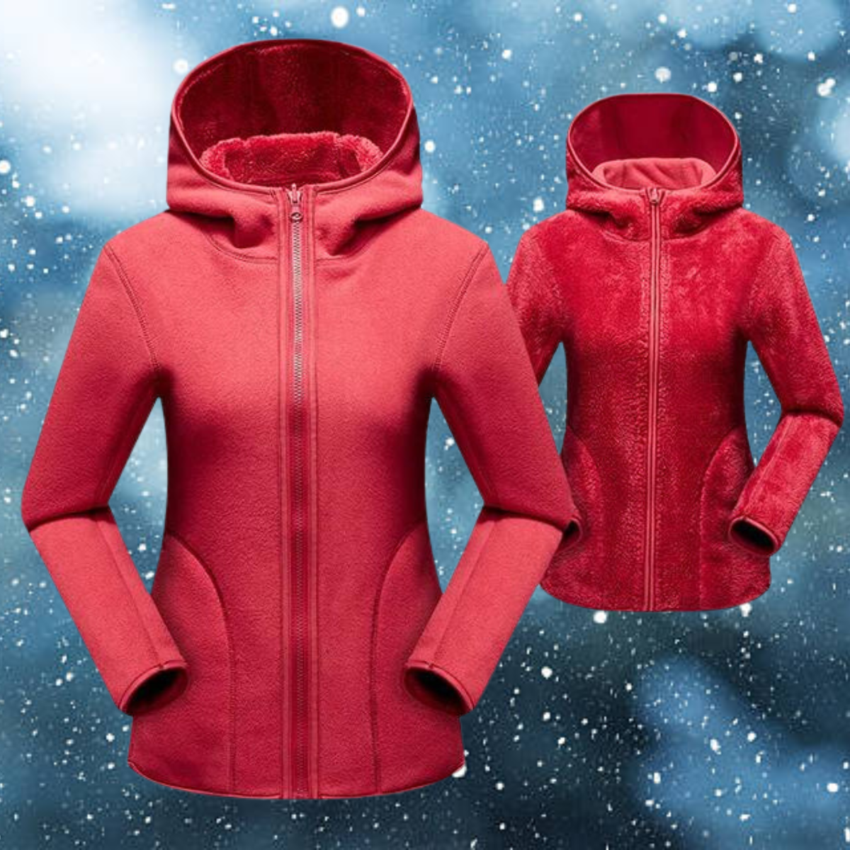 Nina - Der lässige Korallen Fleece wendbar Hoodie-CALLISTARI