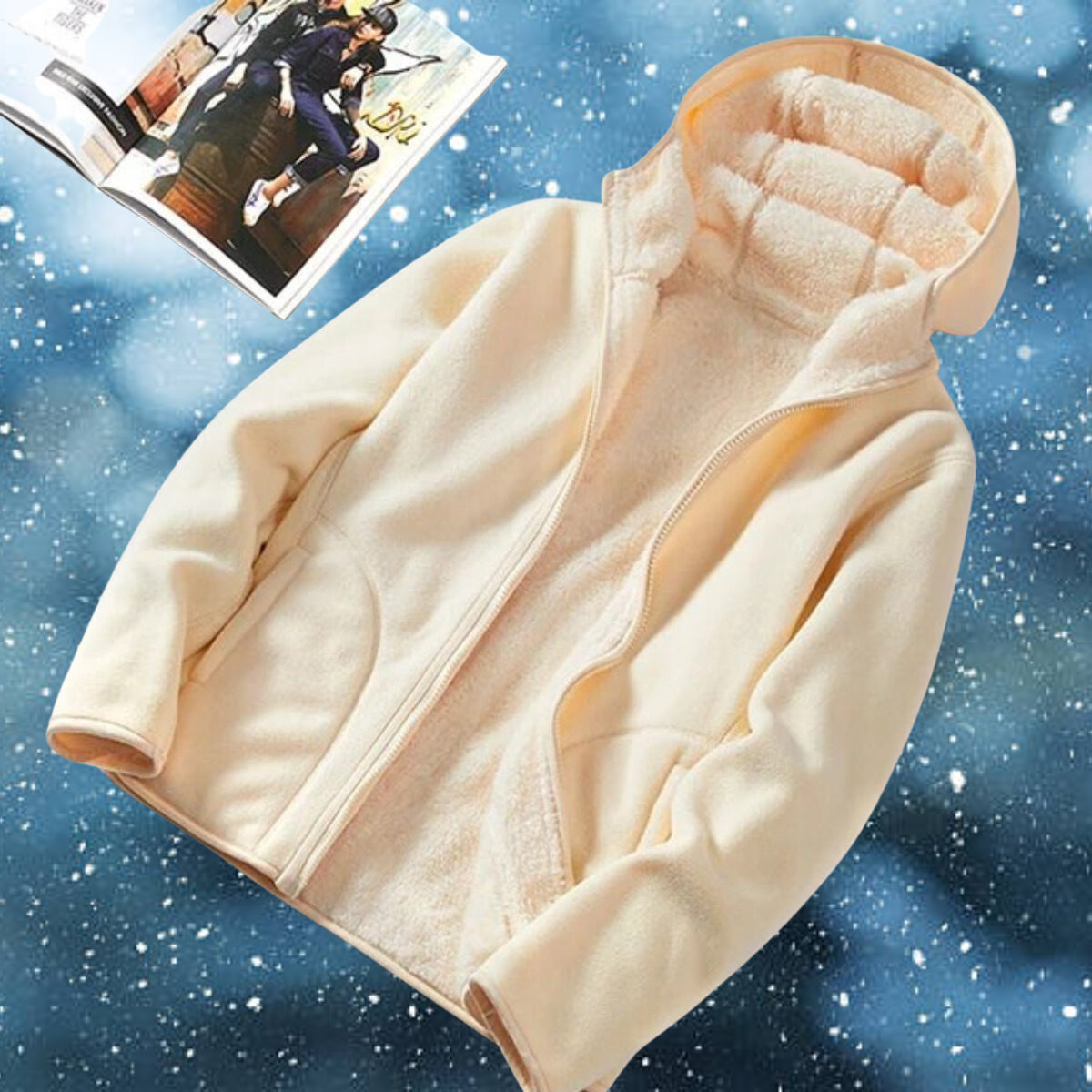 Nina - Der lässige Korallen Fleece wendbar Hoodie-CALLISTARI