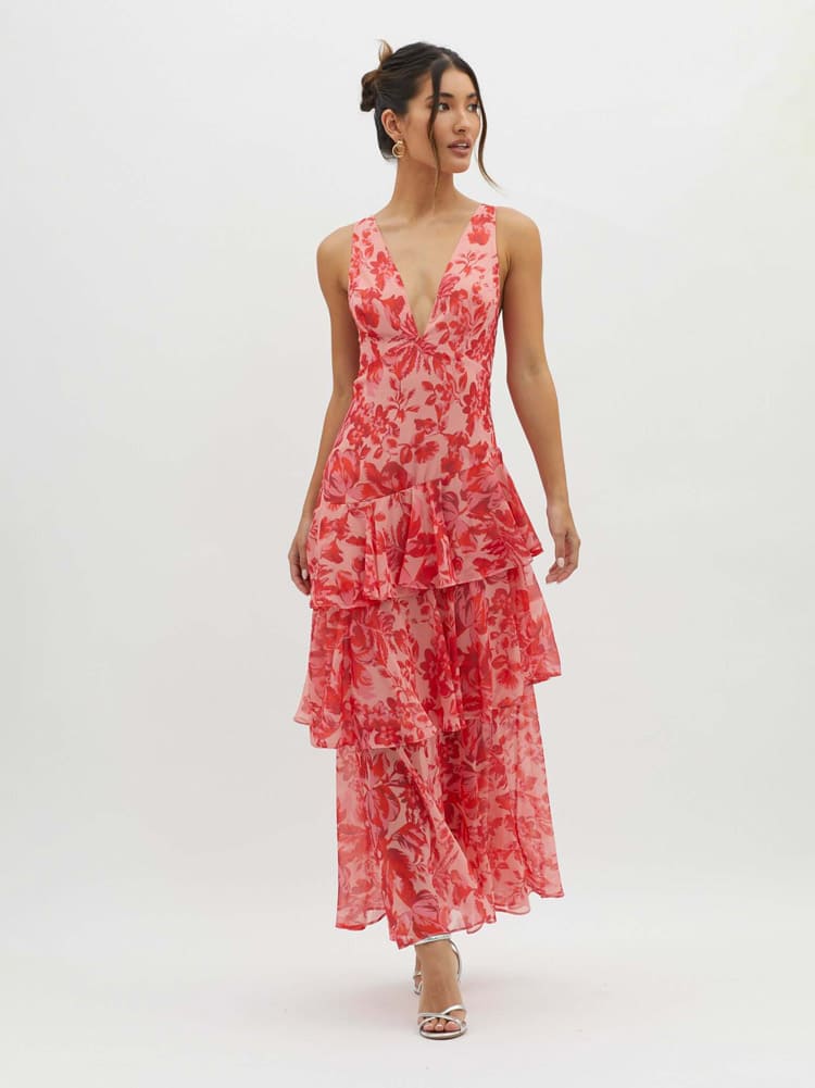 Callistari Strappy Back Ruffle Maxi Dress-CALLISTARI