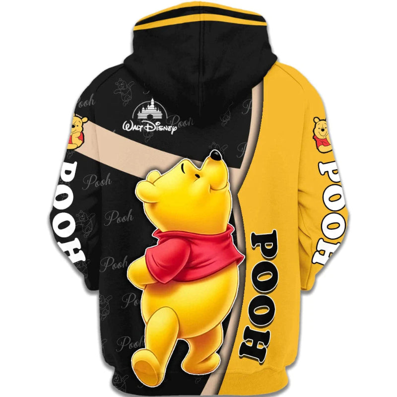 Winnie The Pooh Printed Zip Up Hoodie-CALLISTARI