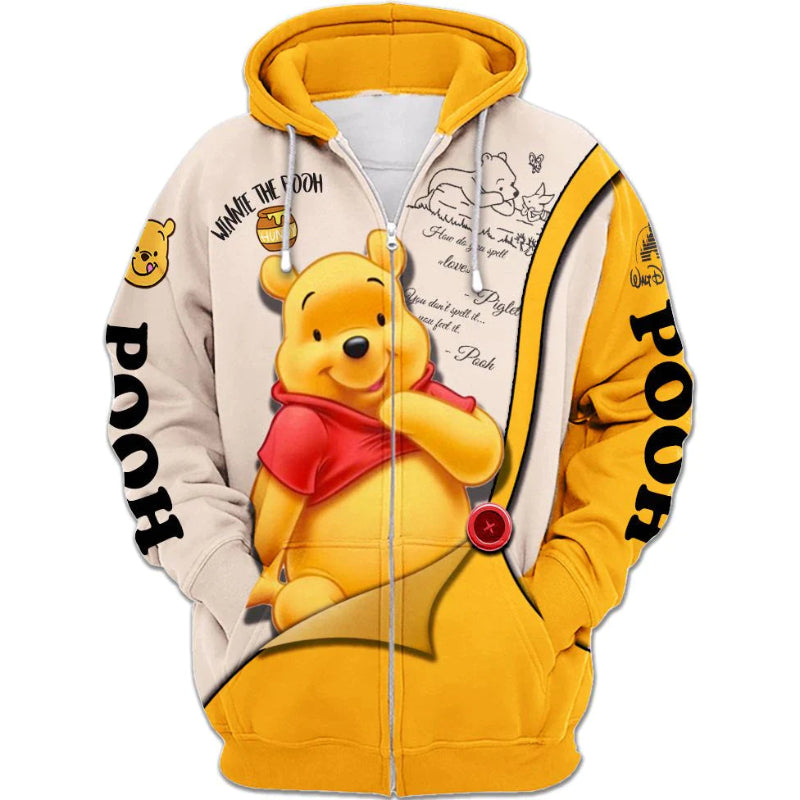 Winnie The Pooh Zip Up Hoodie-CALLISTARI