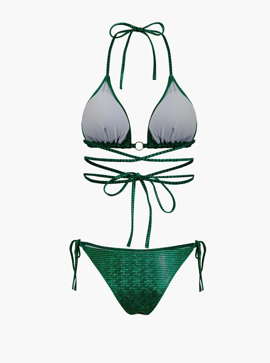 Grid Halter Swimsuit Bikini Set-CALLISTARI