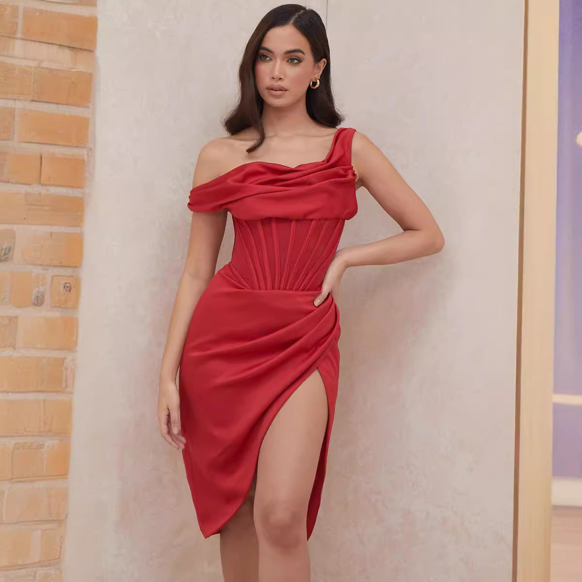 Sienna Off-Shoulder Corset Midi Dress-CALLISTARI