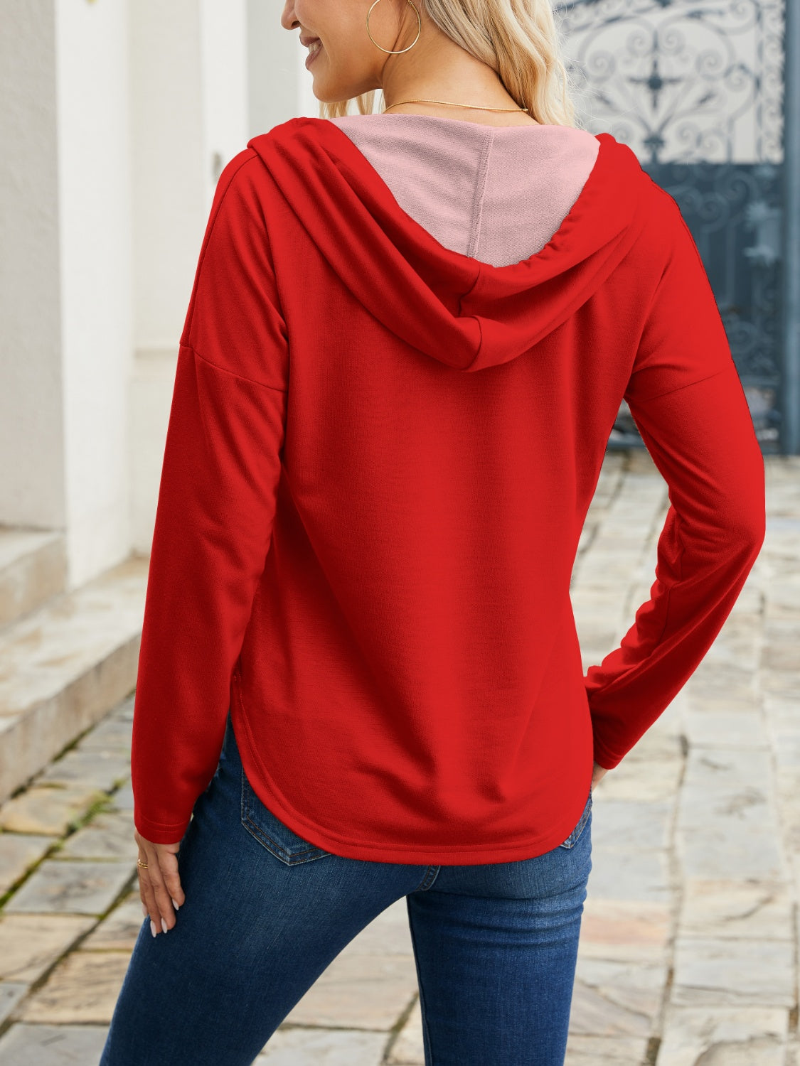 Affectionate Drawstring Long Sleeve Hoodie-CALLISTARI