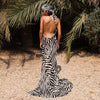 Serengeti Nights Chiffon Zebra Maxi Dress-CALLISTARI