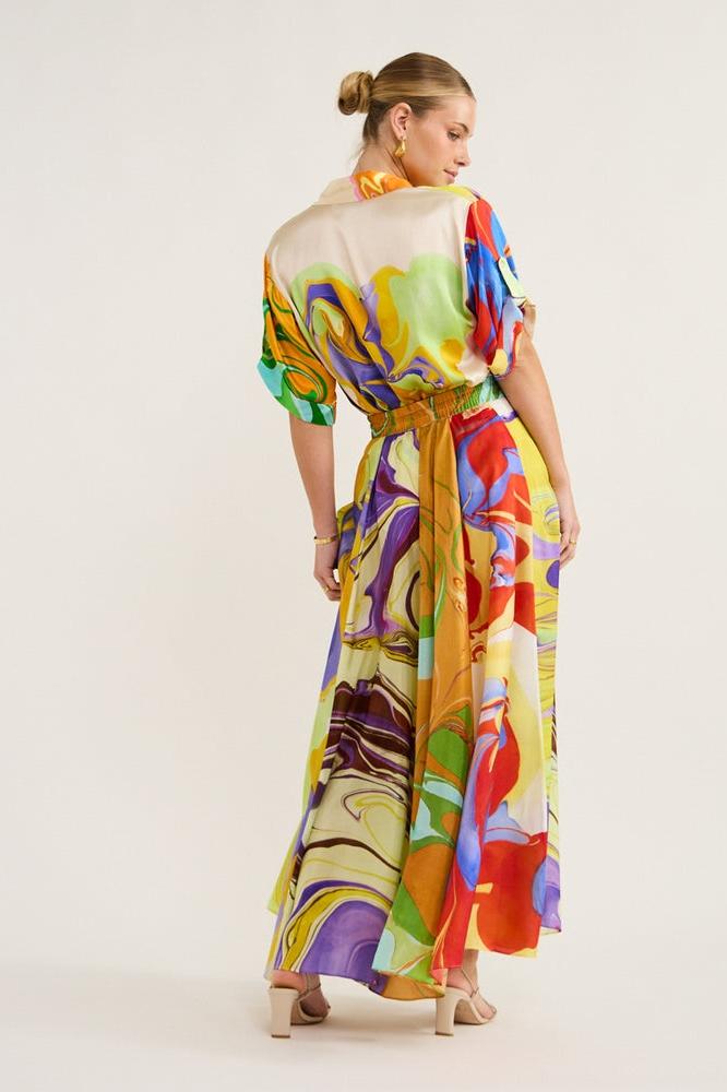 Anna Printed Satin Blouse Set-CALLISTARI