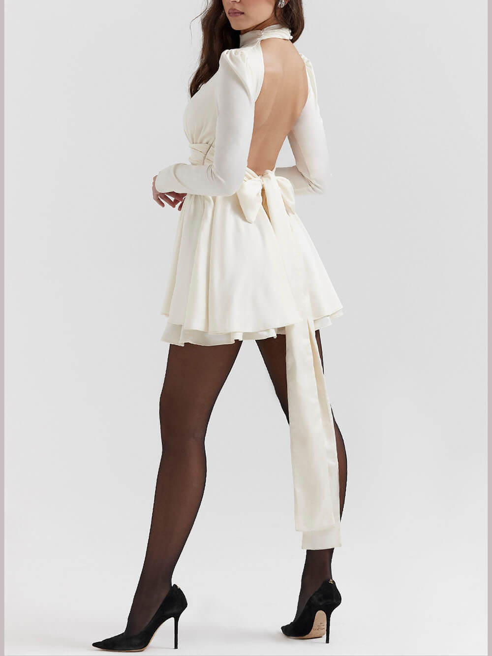 Ivory Bow Mini Dress-CALLISTARI