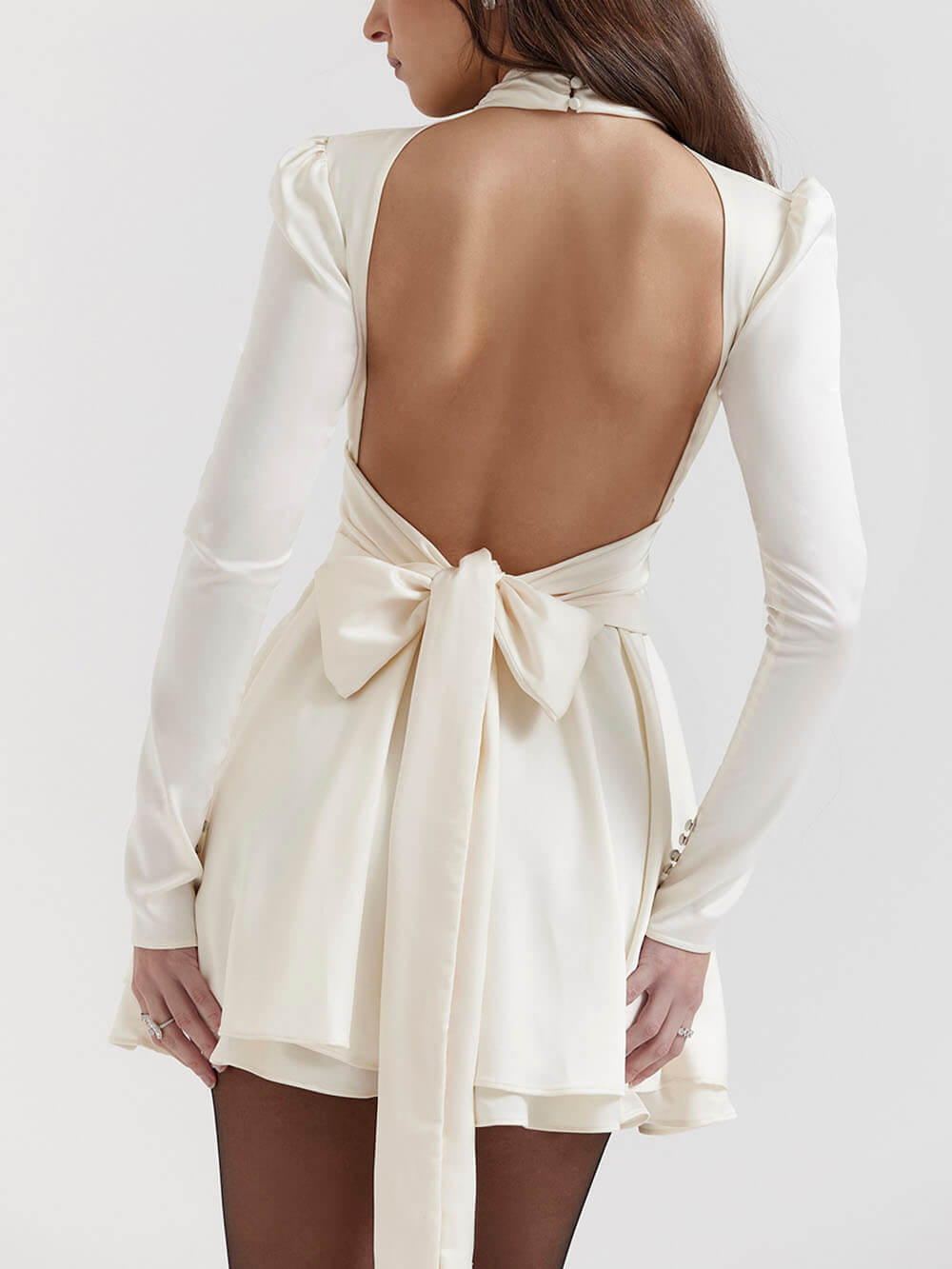 Ivory Bow Mini Dress-CALLISTARI