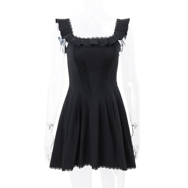 ELOUISE - LACE TRIM PLEATED MINI DRESS-CALLISTARI