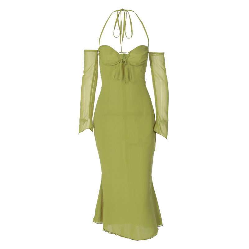 Cristina Chiffon Halter Midi Dress-CALLISTARI