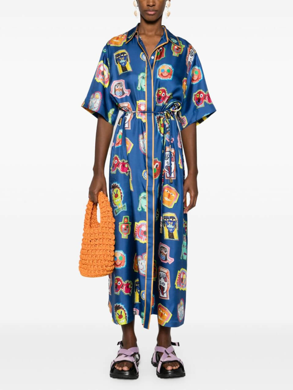 Unique Graffiti Fun Print Midi Dress-CALLISTARI