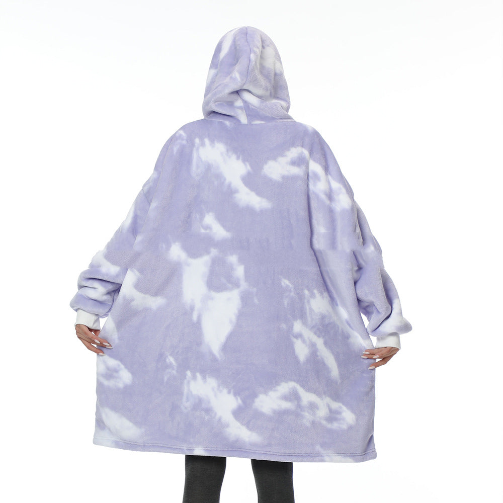Cozy Flannel Hooded Nightgown Blanket Hoodie-CALLISTARI