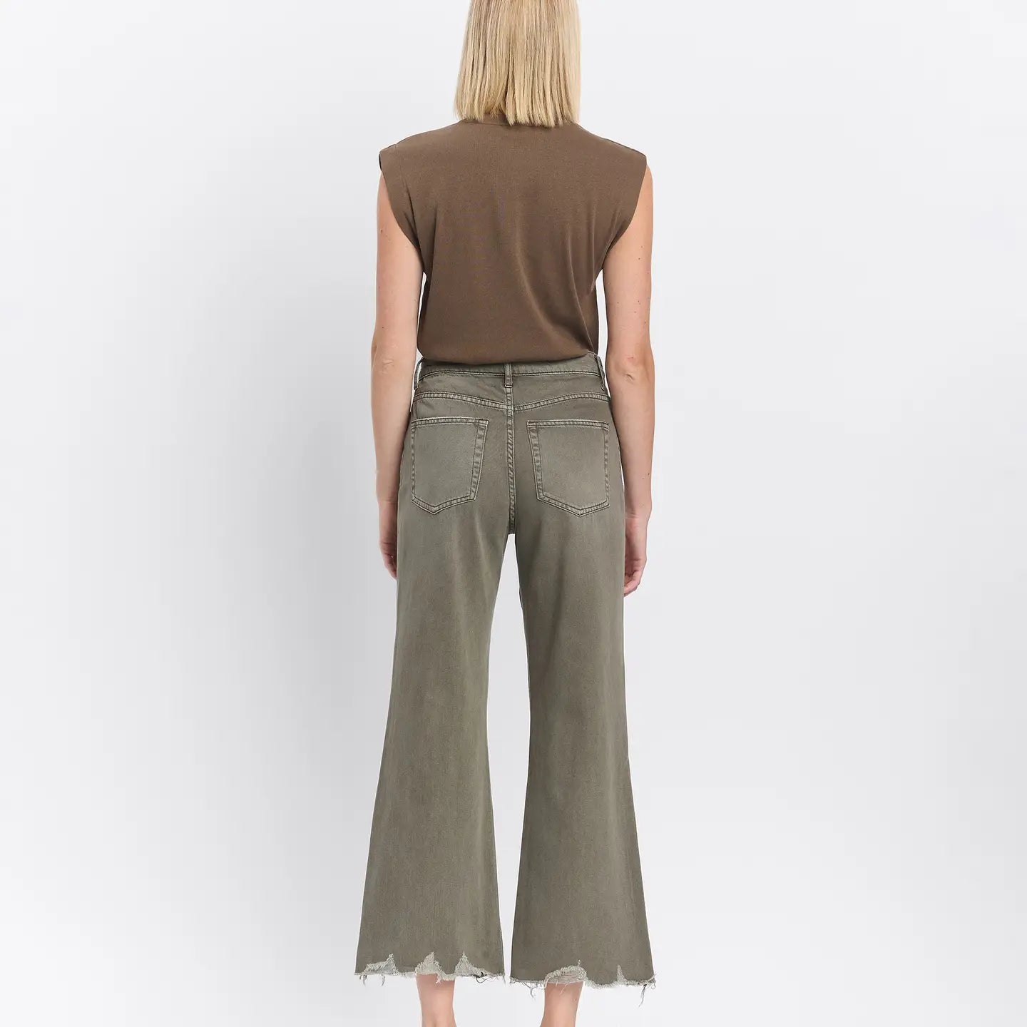 90's Vintage Super High Rise Crop Flare Jeans - Beetle-Mesadic