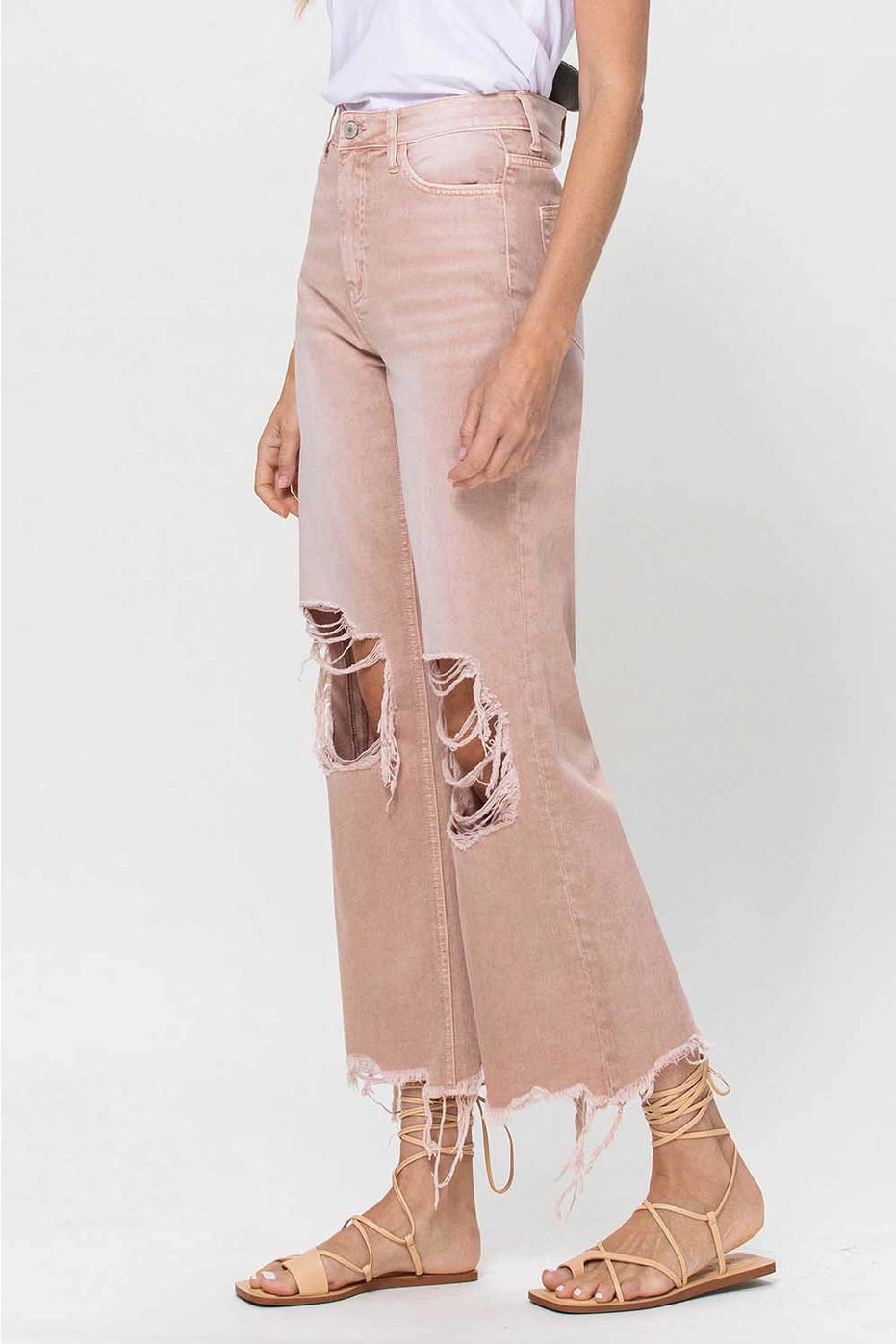 90's Vintage Super High Rise Crop Flare Jeans - July Song-Mesadic