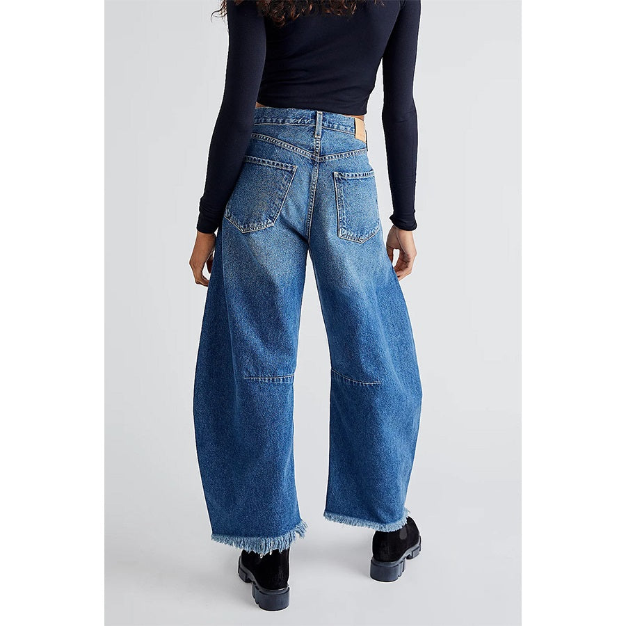Cropped Casual Wide Leg Jeans-Mesadic