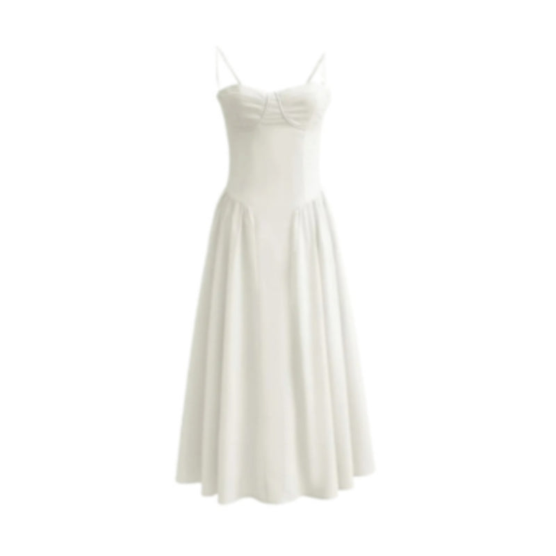 Aria Pleated Square Neck Cami Midi Dress-CALLISTARI