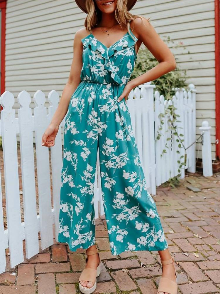 Perfect Floral Sleeveless Wide-Leg Jumpsuit-CALLISTARI