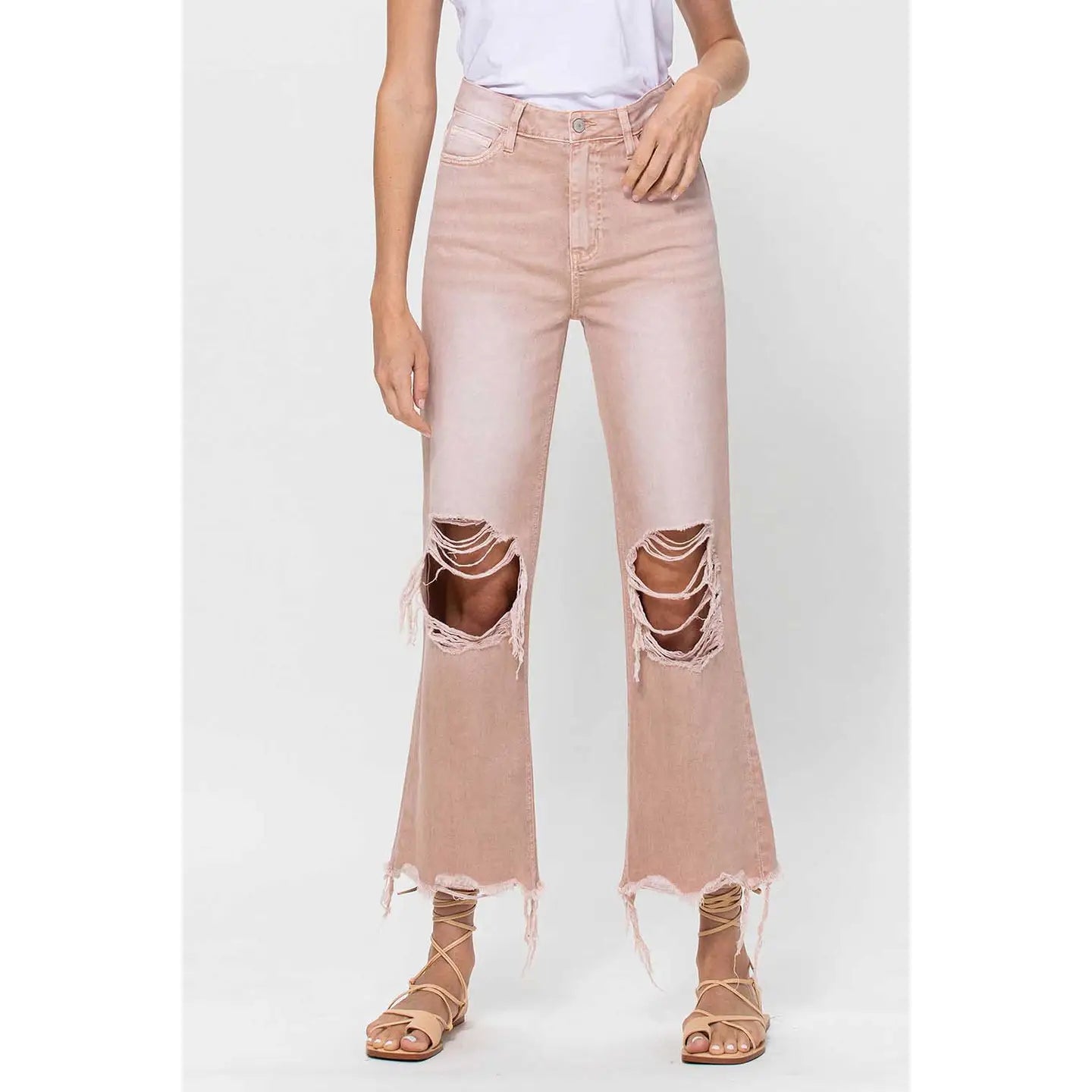 90's Vintage Super High Rise Crop Flare Jeans - July Song-Mesadic