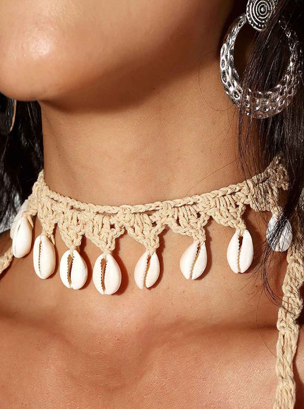 Shell Crochet Choker Necklace-CALLISTARI