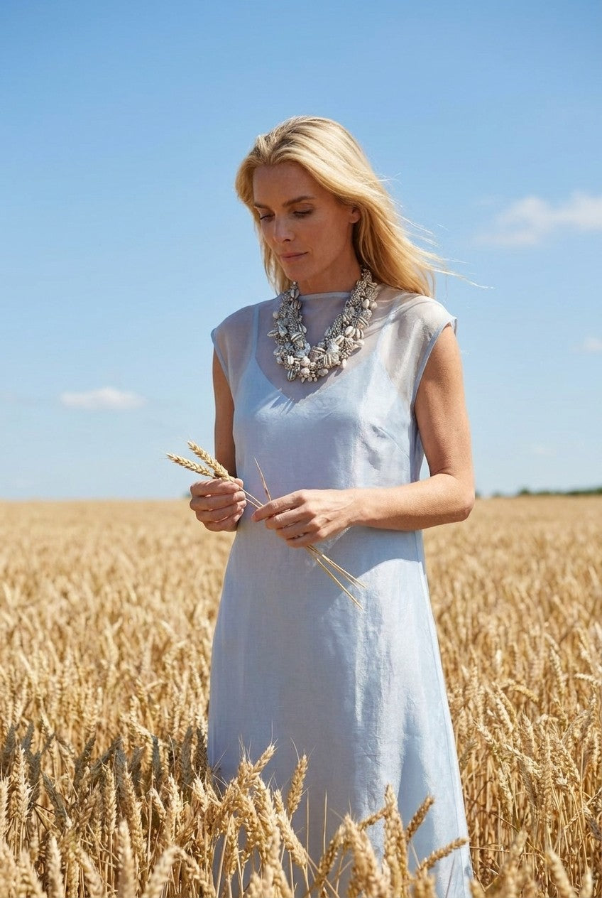 Shimmering Sheer Overlay Maxi Dress