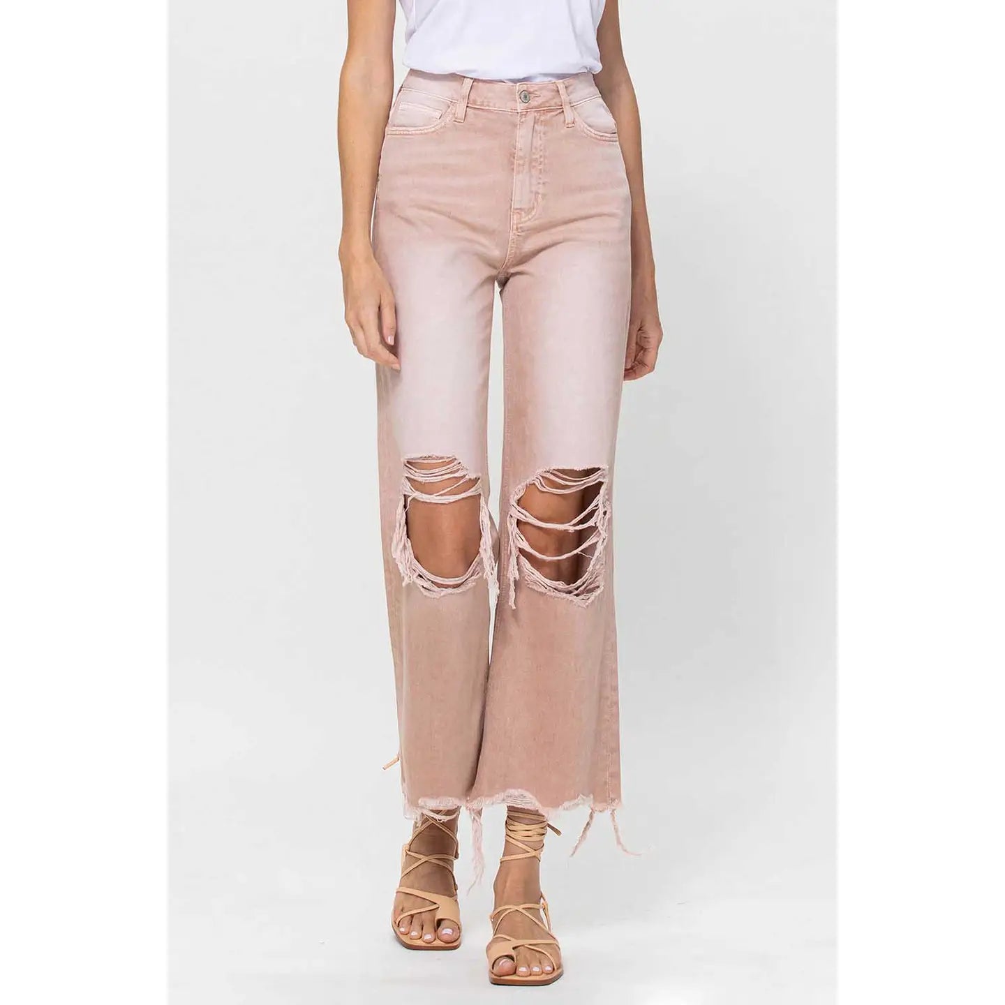 90's Vintage Super High Rise Crop Flare Jeans - July Song-Mesadic