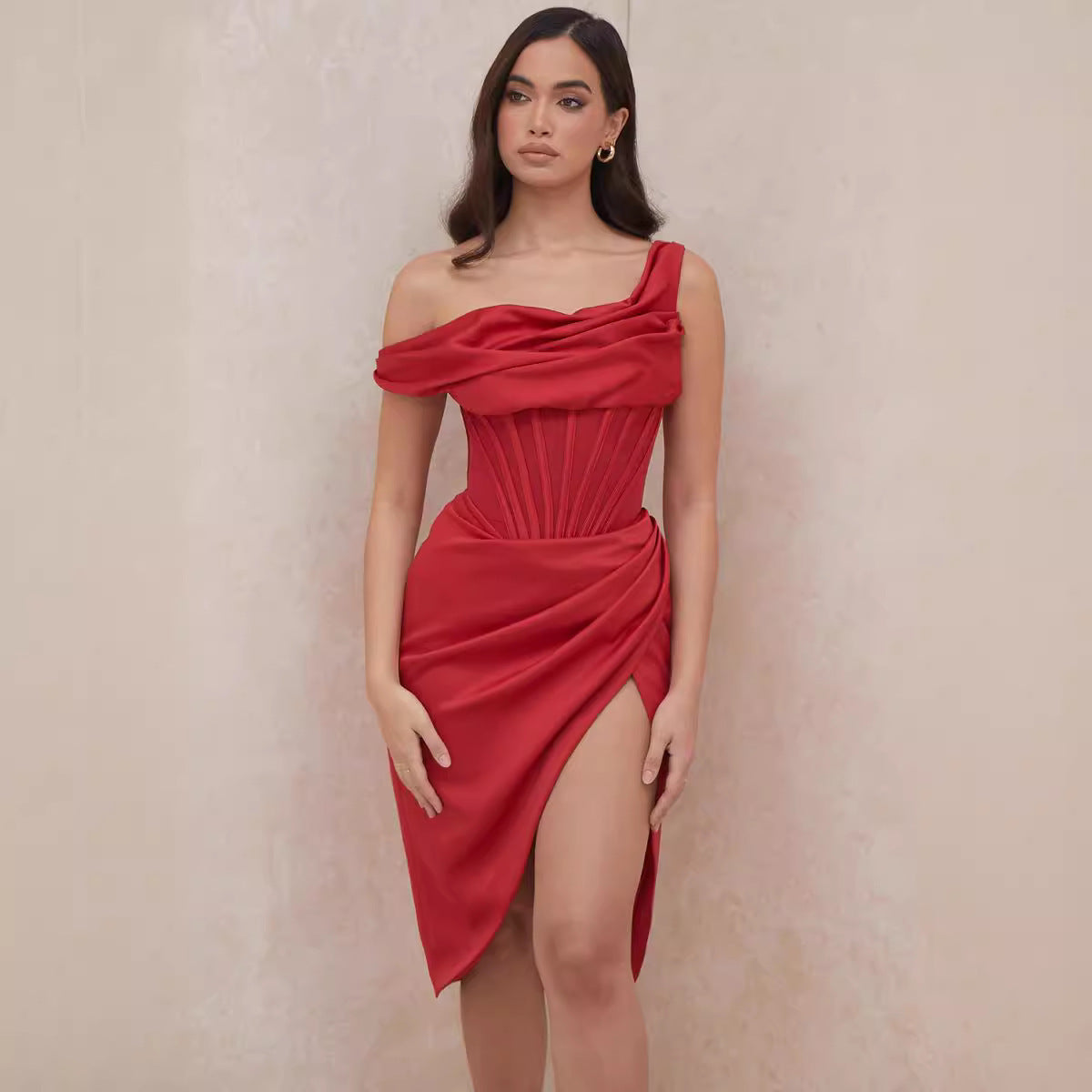Sienna Off-Shoulder Corset Midi Dress-CALLISTARI