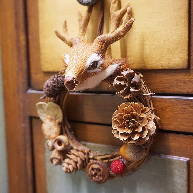 Christmas Deer Head Pinecones Hanging Decoration-CALLISTARI