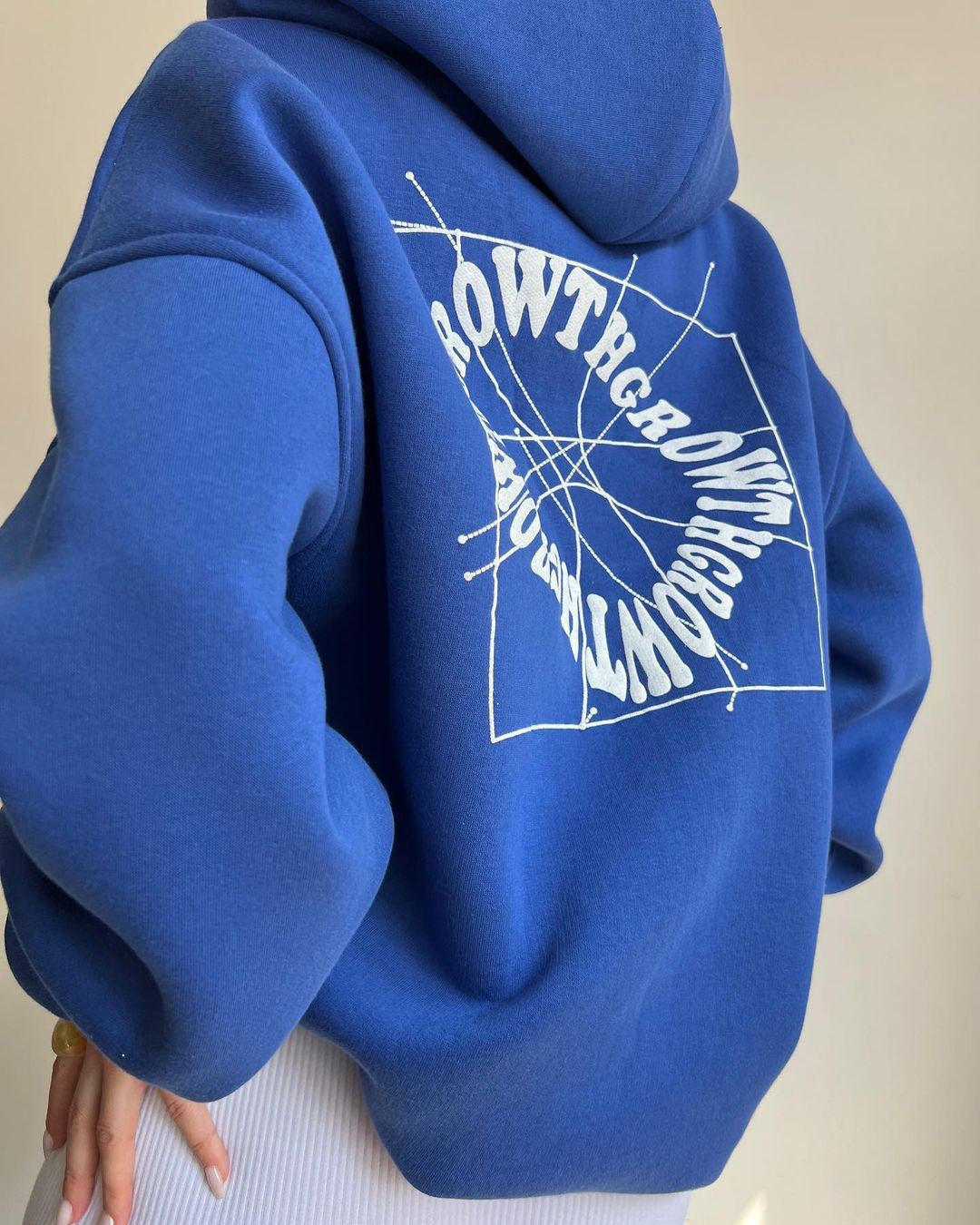 Growth Text Printed Casual Long Sleeve Hoodie-CALLISTARI