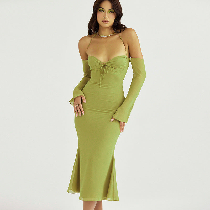 Cristina Chiffon Halter Midi Dress-CALLISTARI