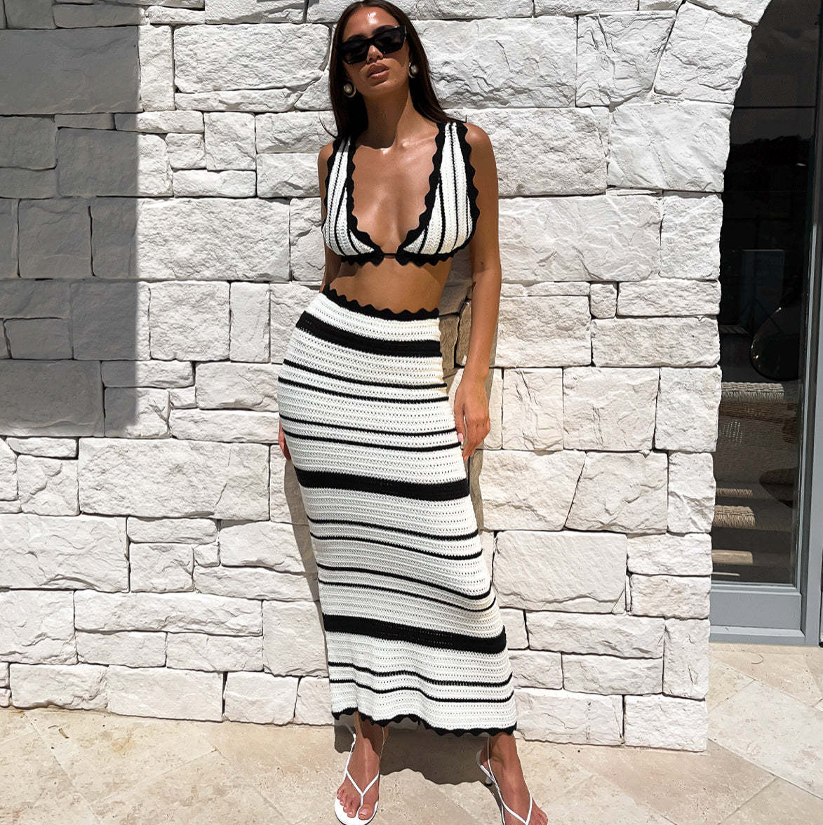Kyra Striped Top and Maxi Dress Set-CALLISTARI