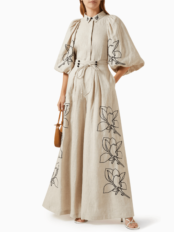 Casual Linen Floral Suit-Mesadic