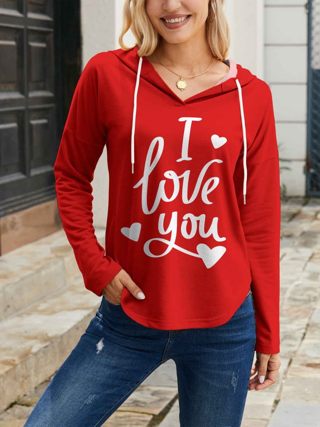 Affectionate Drawstring Long Sleeve Hoodie-CALLISTARI