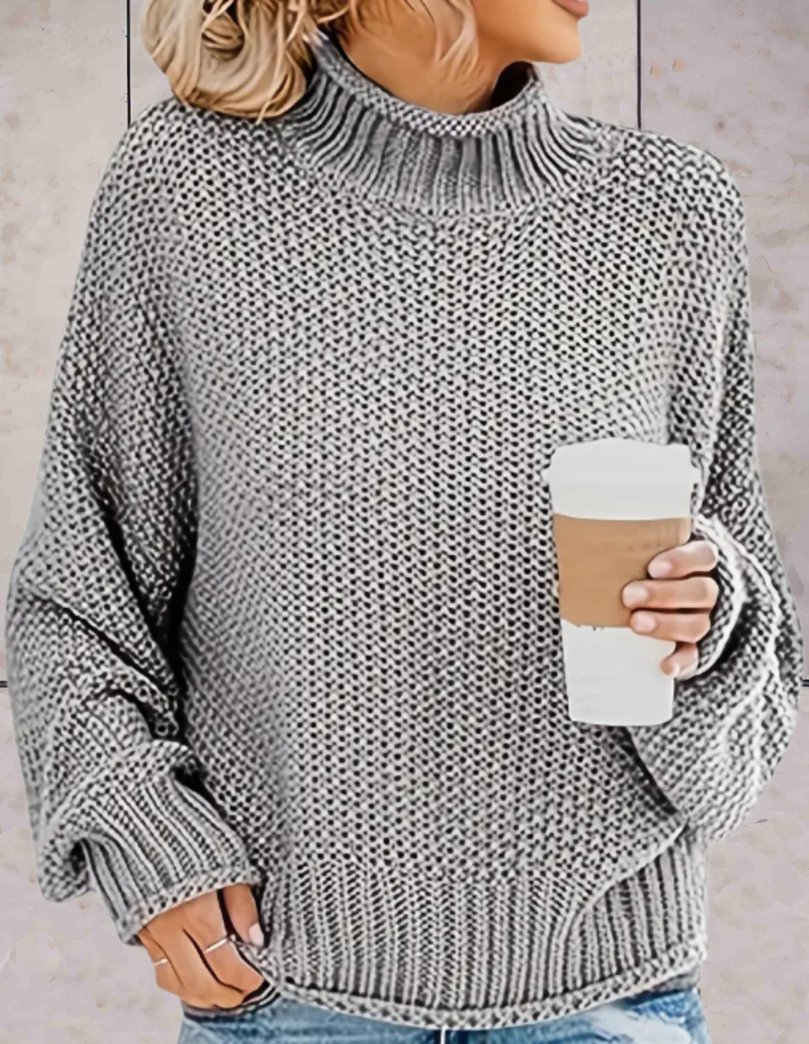 Arianna - Dicker, bequemer Strickpulli mit Rollkragen und Puffärmeln-CALLISTARI