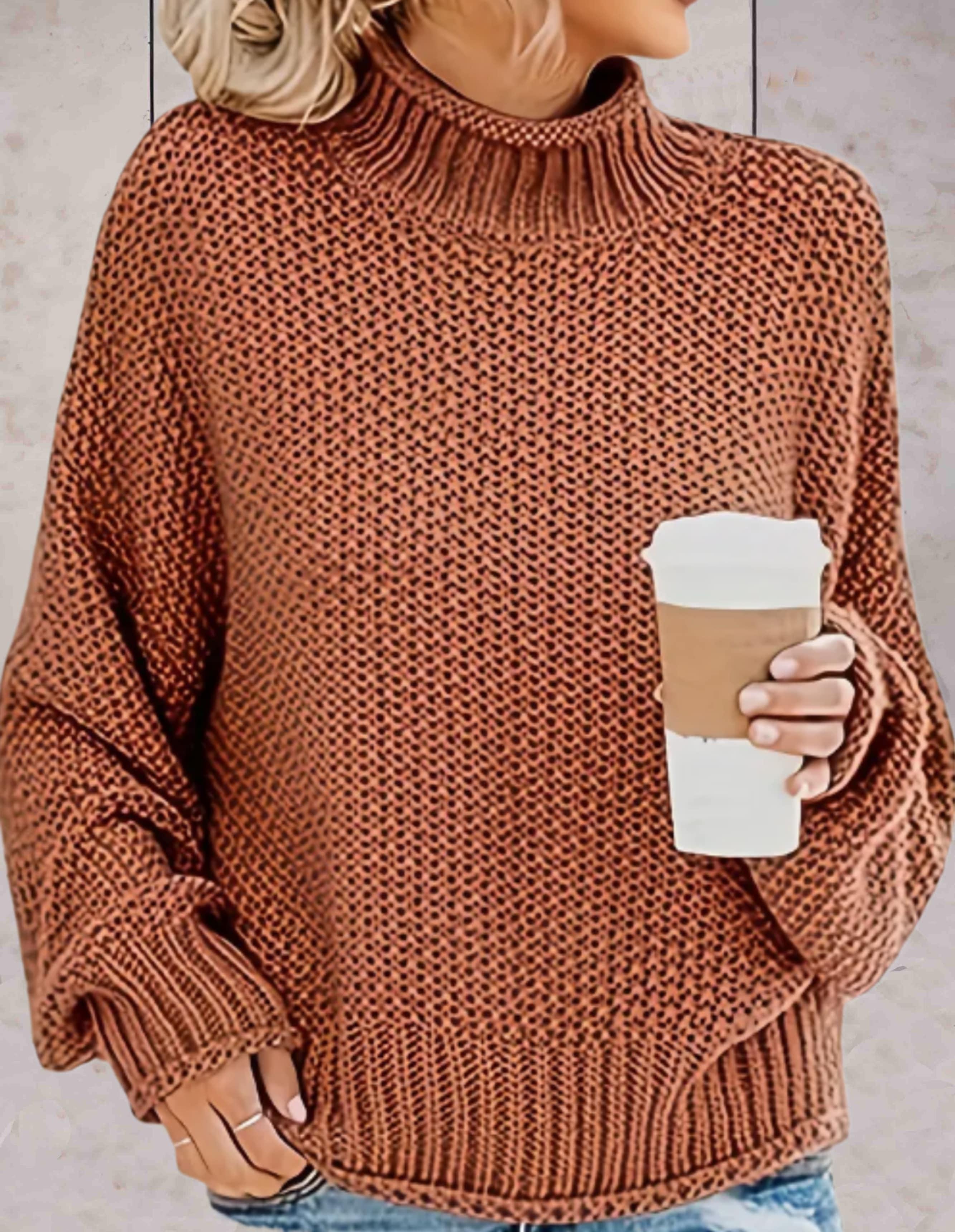 Arianna - Dicker, bequemer Strickpulli mit Rollkragen und Puffärmeln-CALLISTARI