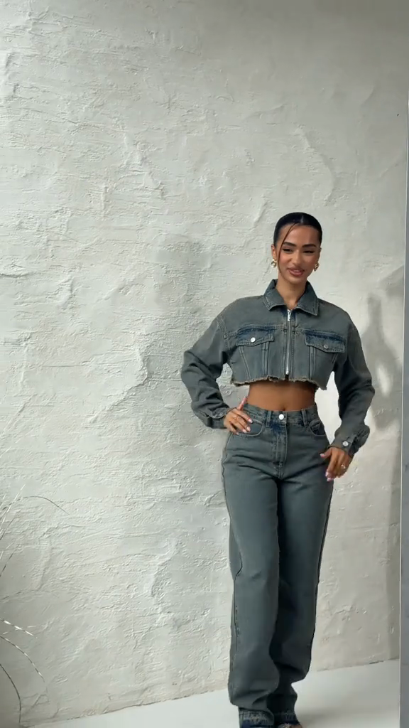 Grey Denim Two - Piece Set