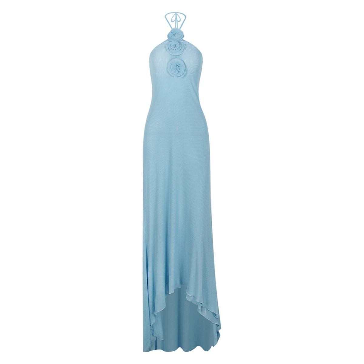 Mesh Halter Backless Maxi Dress-CALLISTARI
